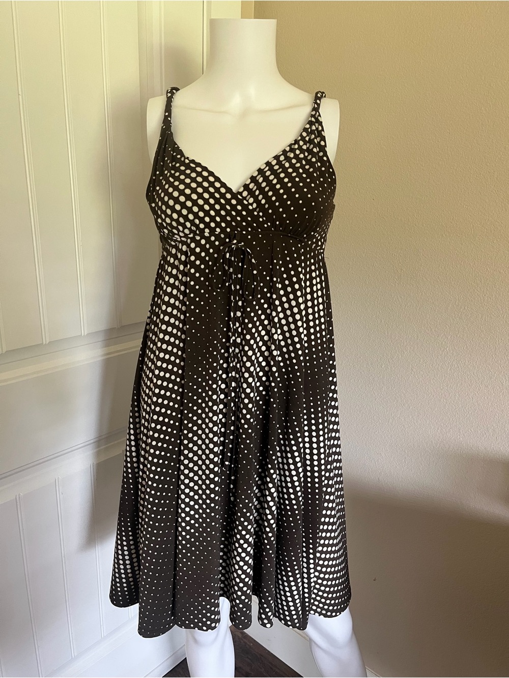 INC International Concepts Brown and White Polka Dot Midi Dress
